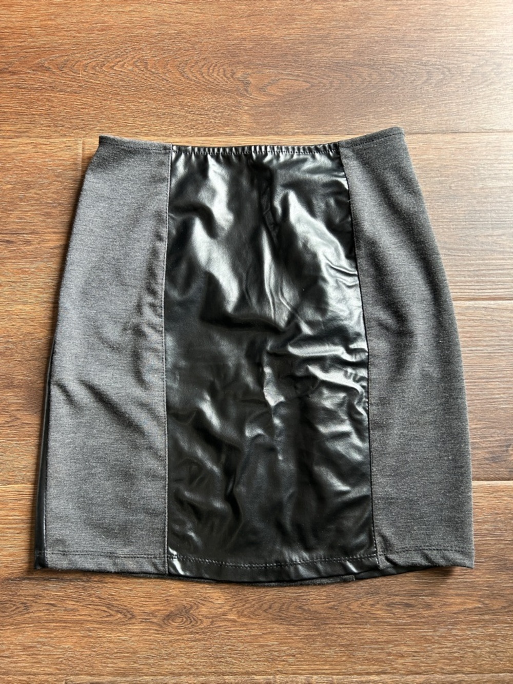 Poetry Clothing Gray & Black Faux Leather Skirt | Faux Leather Skirt | Skirt